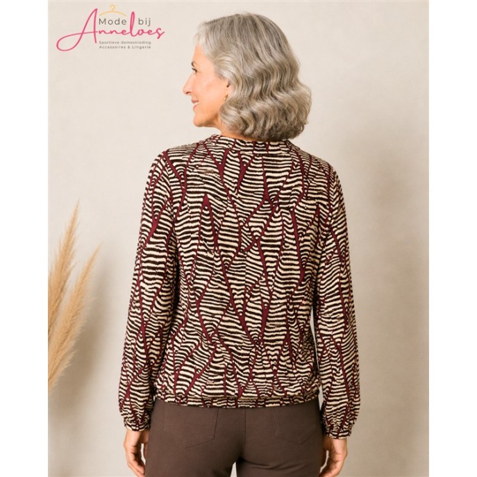 Leona per Donna Blouson shirt 2019 Wijnrood ecru Leona per Donna Blouson shirt 2019 Wijnrood ecru
